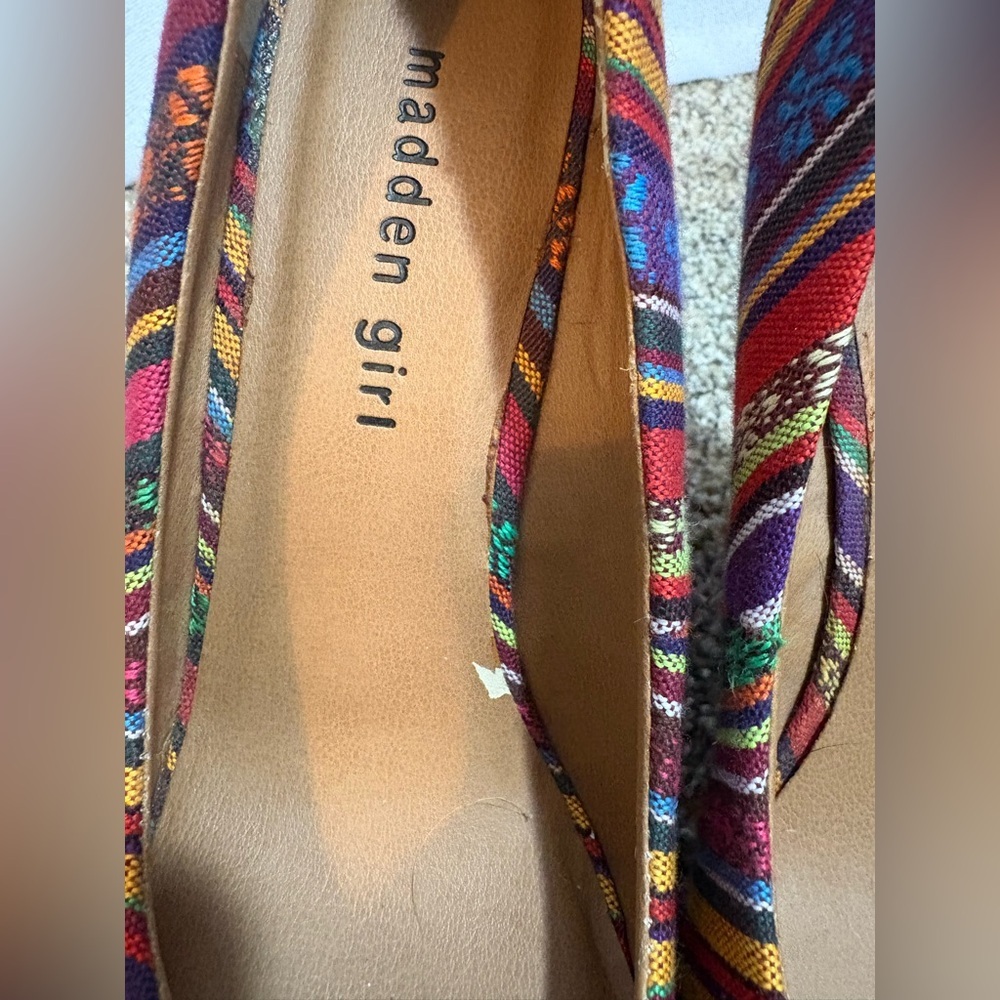 Steve Madden‎ Vintage Multi Color Aztec Platform Wedges Size 7 - Picture 4 of 7
